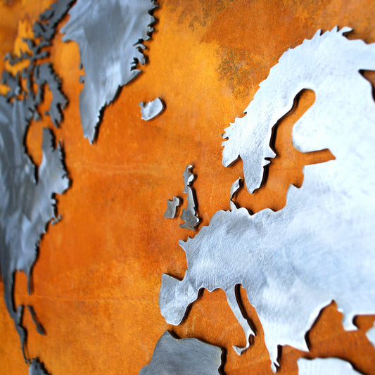 Mapa Mundo Corten y Acero Galvanizado